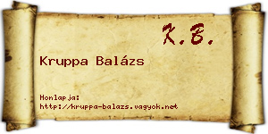 Kruppa Balázs névjegykártya
